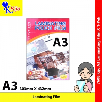 KIJO 7608 A3 Size 303x432mm Laminating Film (100mic) KIJO 7608 A3 Size 303x432mm Laminating Film (100mic)